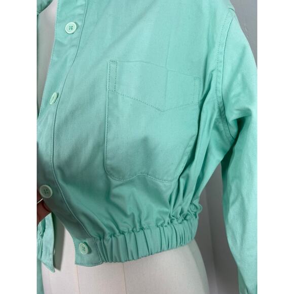 NWOT ASOS DESIGN Mint Green Bomber Jacket Pockets (Womens Size: 0) - Picture 3 of 11